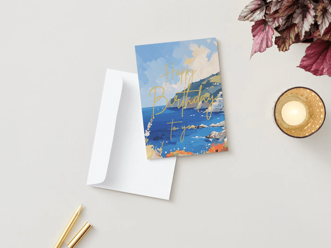 Luxury birthday card with gold foil